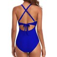 thumbnail image 3 of Innerwin Swimwear Gradient Women Bathing Suits Surfing Long Sleeve Backless One Piece Swimsuit Royal Blue S, 3 of 4