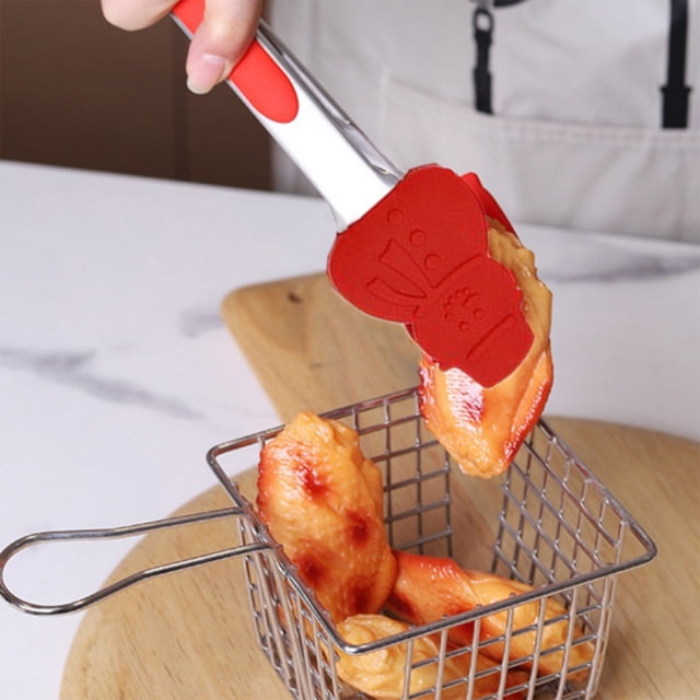 Silicone Christmas Stainless Steel 7inch Food Tongs For Baking And Cooking