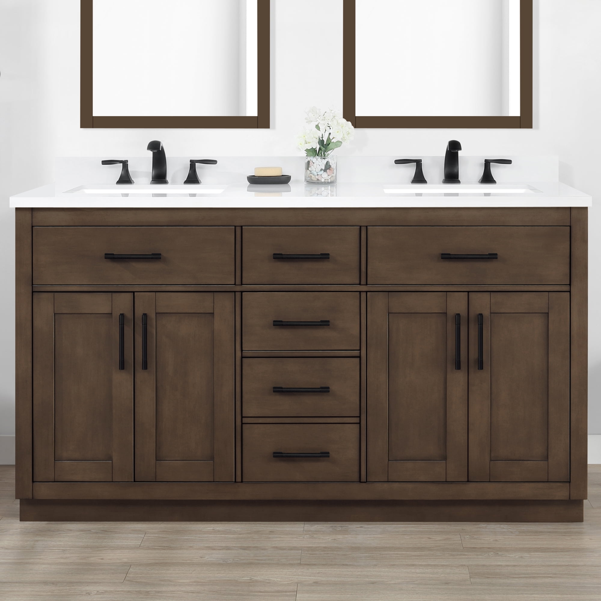 Ove Decors Bailey 60 W x 22" D Freestanding Bathroom Vanity with Double Sink, Almond Latte