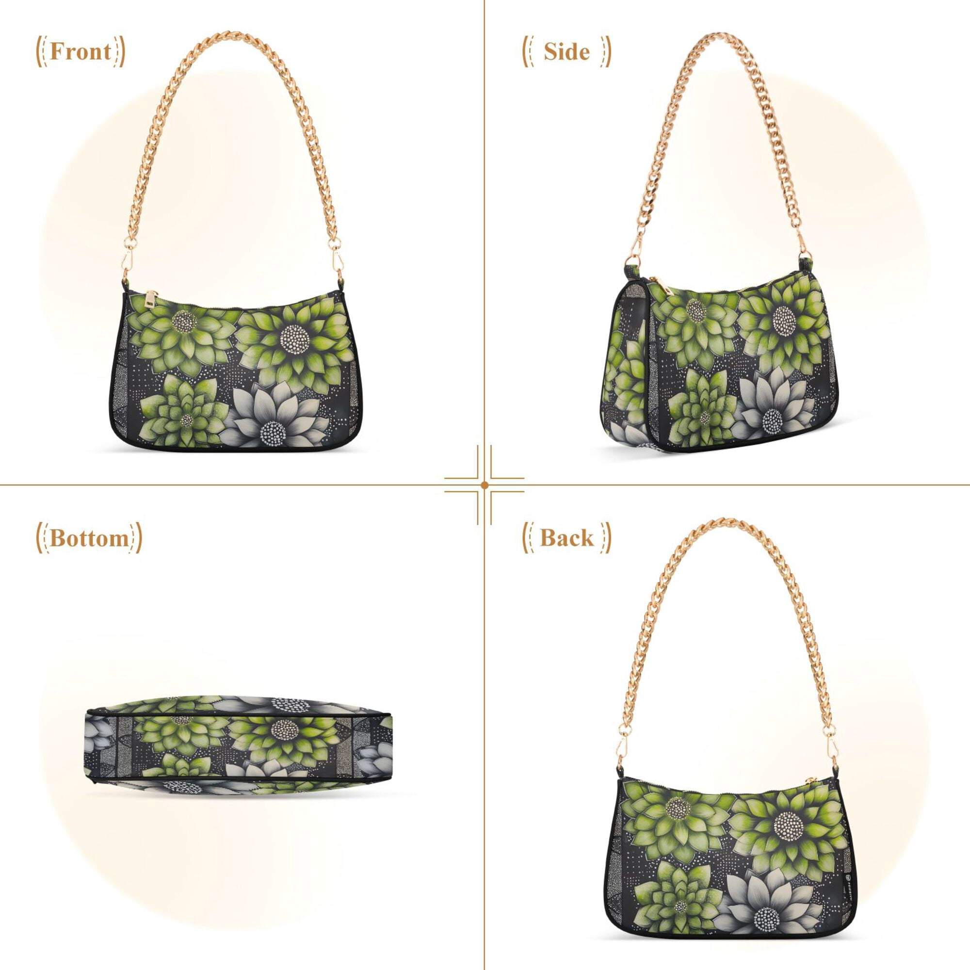 FORMRS Womens Shoulder Bag with Chain Strap Clutch Purse Cute Tote Handbag, Gray Floral