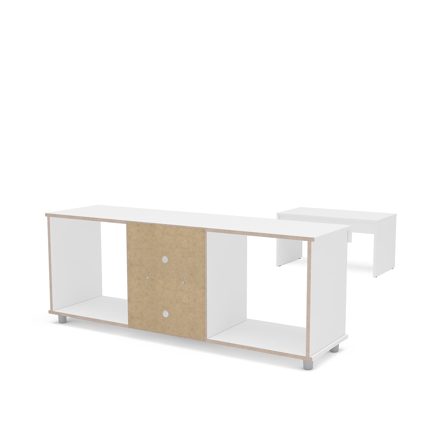 Polifurniture 2 Piece Modern Wood Living Room Set with TV Stand and Coffee Table, White