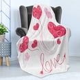 thumbnail image 4 of Love Soft Flannel Fleece Throw Blanket, Love Heart Shaped Balloons Party Entertainment Happiness Theme Retro Print, Cozy Plush for Indoor and Outdoor Use, 50" x 60", Magenta Rose White, by Ambesonne, 4 of 5