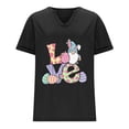 thumbnail image 4 of Corto para las Mujeres Casual Verano 2025 Pascua Impresión V-Cuello Camiseta, Ligero 95% Poliéster 5% Spandex Top para Toda la Temporada Hogar Y Diario, 4 of 7