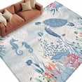 thumbnail image 2 of Sea Turtle Washable Living Room Rugs 5'x7', Watercolor Seaweed Fish Coral Seahorse Newspaper Texture Low Pile Throw Large Area Rugs Non-Slip Sturdy Edge Binding Carpet for Dining Room Bedside Kitchen, 2 of 9