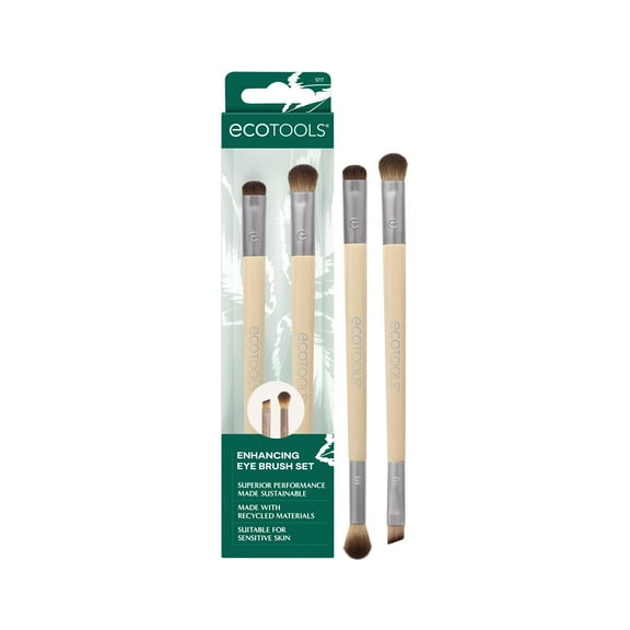 EcoTools Eye Enhancing Duo Makeup Brush Kit, Define, Blend, Smudge, and Shade, 2 Piece Set