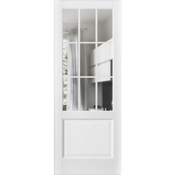 Slab Barn Door Panel | Felicia 3599 White Silk with Clear Glass | Sturdy Finished Doors | Pocket Closet Sliding -36" x 84"-Clear Glass