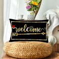 thumbnail image 5 of Welcome Arrow Lumbar Throw Pillow Cover Summer Tropical Pineapple Leaves Home Decoration Waist Pillow Covers Love Heart Cotton Linen Pillow Cases Cushion Cover 12x20 Inch, Black, 5 of 6