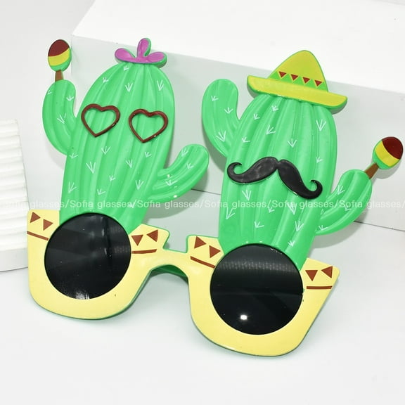 Masteelf Hawaiian Party Sunglasses Cactus Shape Luau Party Eyewear Ideal For Photobooth Props Tropical Party Decorations