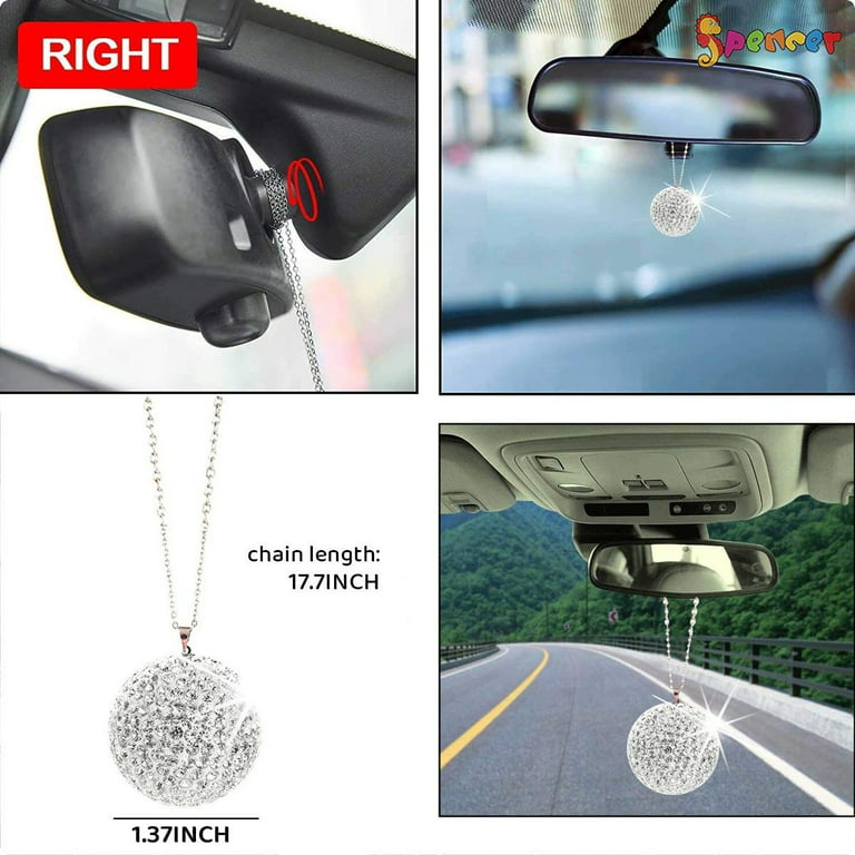  2 Pcs Bling Car Accessories for Women, FineGood Heart Rear View  Mirror Accessories Car Mirror Hanging Crystal Ornaments Car Decorations  Interior : Automotive