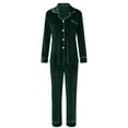 thumbnail image 4 of Sngxgn Women's Pajama Sets Lounge Set Long Sleeve Top and Shorts Loungwear(Green,L), 4 of 5