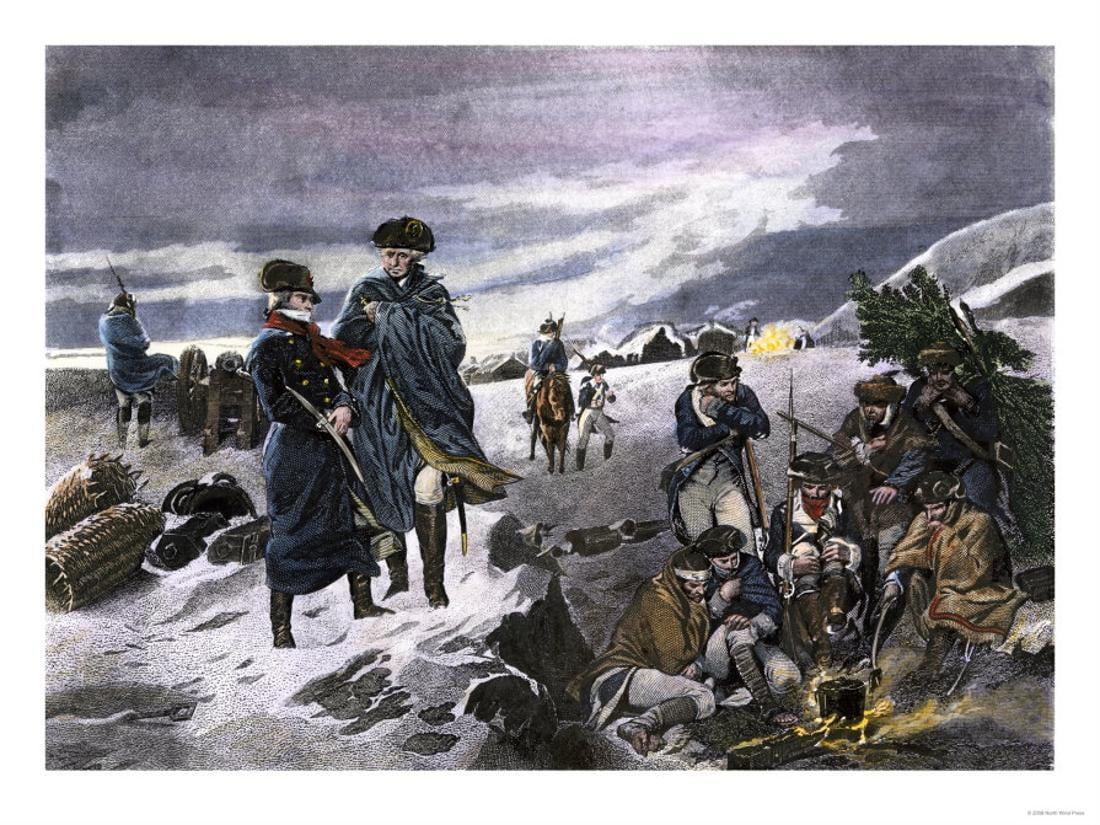 GEORGE WASHINGTON /& LAFAYETTE AT VALLEY FORGE WINTER OIL PAINTING CANVAS PRINT