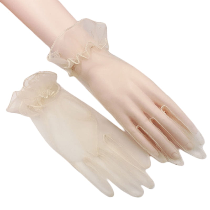 KKmeter Women's Seamless Nylon Mesh Ultra-thin Sheer Opera Length Glove Mittens 