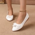 thumbnail image 2 of HCNTES Women's Dress Low Block Heels Flats Closed Pointed Toe Shoes for Wedding Office Evening(White,40), 2 of 7