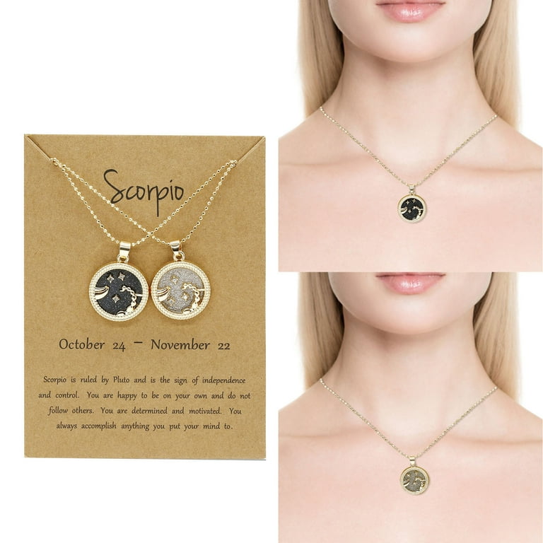 Baocc Accessories Lucky Necklace Gold Plated Star Zodiac Necklace Jewelry Zodiac Gift Men Women Girls Birthday Gifts Necklaces Pendants J