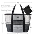 thumbnail image 2 of SoHo, Mesh Beach Bag - Toy Tote Bag - Large Lightweight Market, Grocery & Picnic Tote with Oversized Pockets (Black/White), 2 of 9