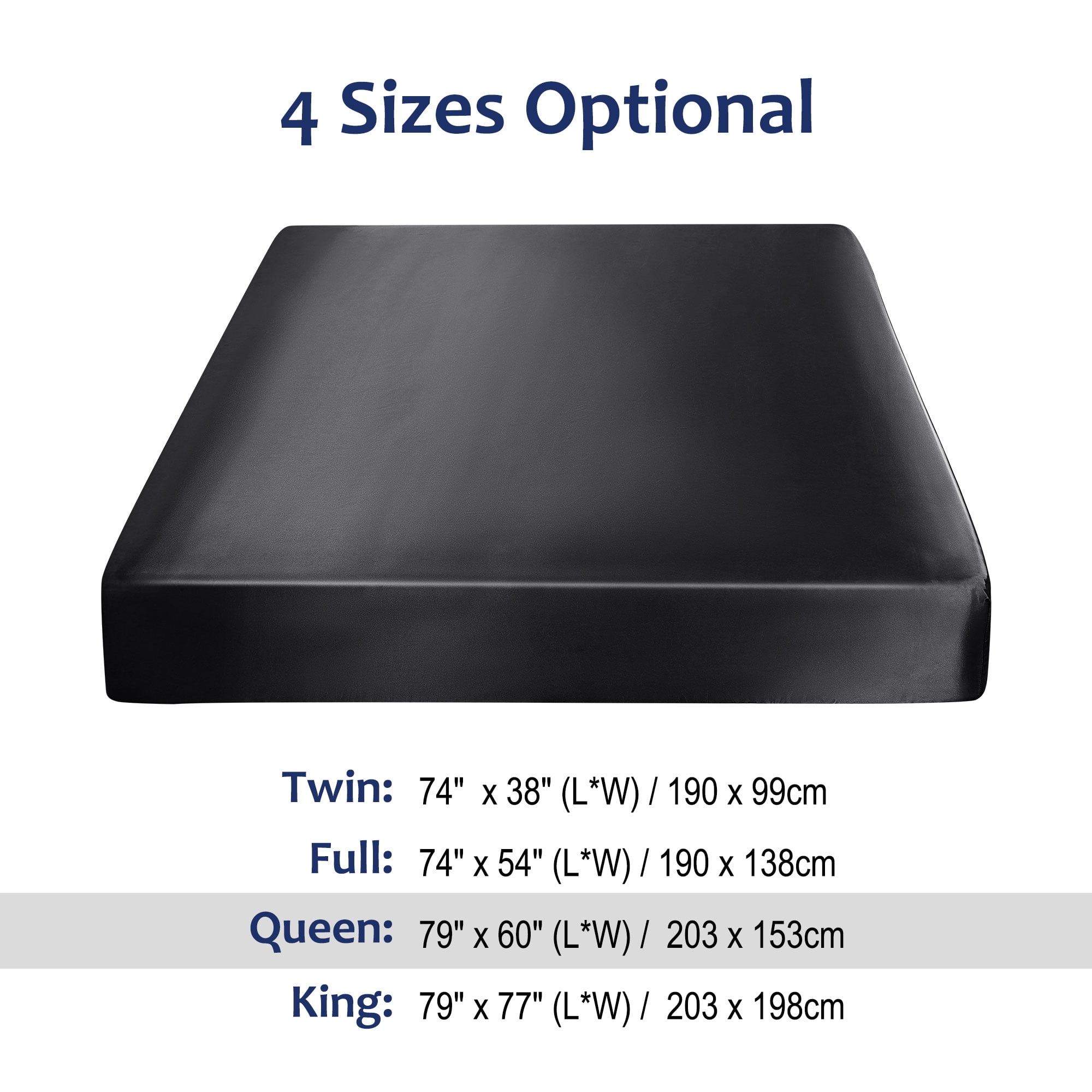 Unique Bargains Silky Deep Pocket Bed Sheet Soft Queen Black