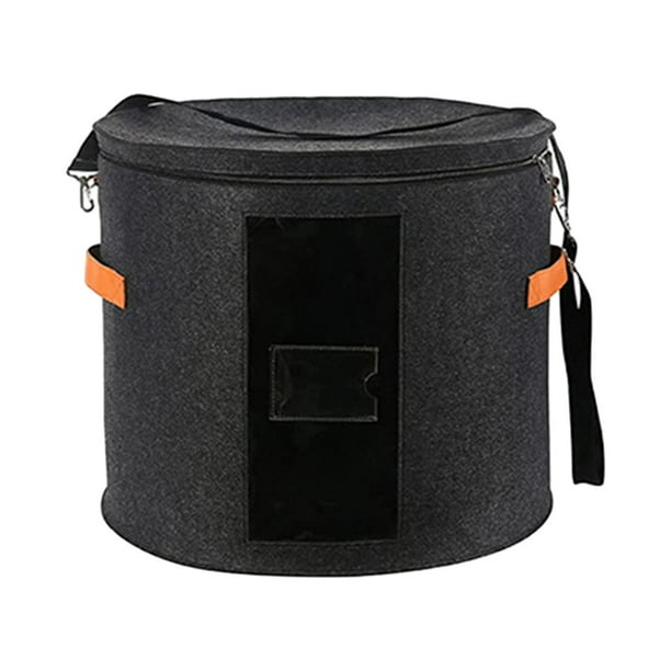 Organizador de sombreros de fieltro con correa para colgar, plegable y portátil 43x26cm