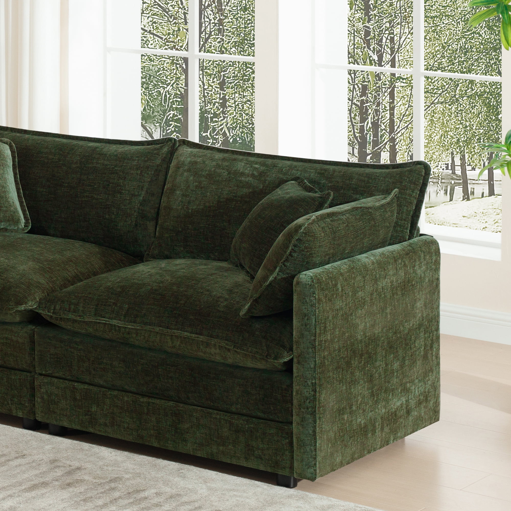 Sectional Sofas Green Armless 1-Seat & Ottoman