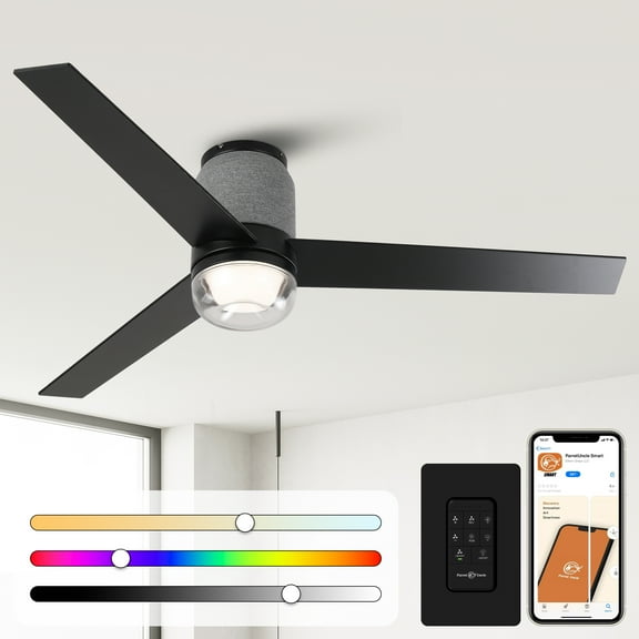 Parrot Uncle 52" Modern Double Sided Blades Propeller Flush Mount Smart RGB LED Ceiling Fan with Remote and APP Control