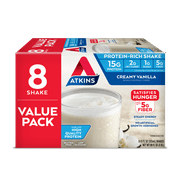 Atkins Gluten Free Protein-Rich Shake, Creamy Vanilla, Keto Friendly, 8 Count (Ready to Drink)