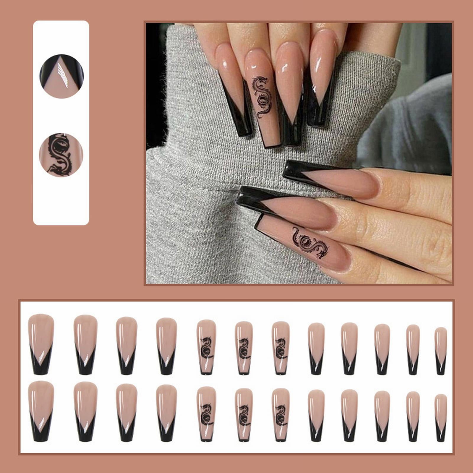 Acrylic Nail Tips Long False Nails with Designs Coffin Short Acrylic Coffin Nails on Bail Arm Rest Forms Coffin Shape Straight C Long Nail Tips on Coffin Nails French Tips
