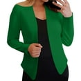 thumbnail image 2 of Xdegoge Blazers for Women Trendy Business Cardigan Casual Fall Solid Color Long Sleeve Shrug Thin Open Front Cardigan Suit Jacket Fashion Long Sleeve Tops Office Blazer Plus Size Green L, 2 of 6