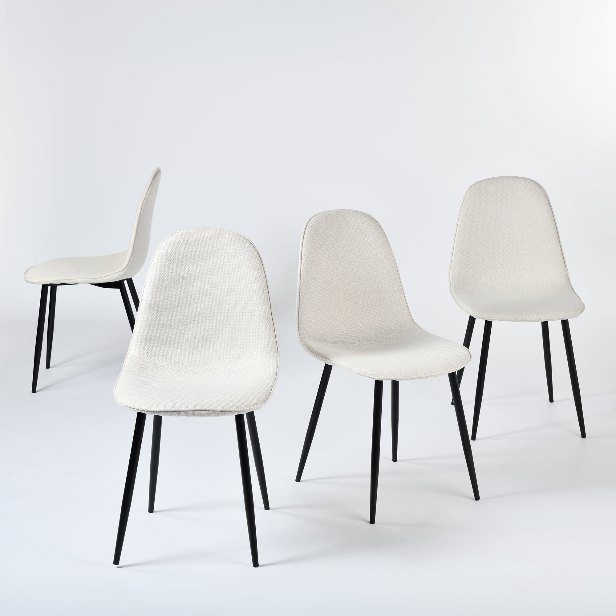 Homy Casa Set of 4 Dining Chairs Modern Upholstered Side Chairs with Ergonomic Curved Back and Sturdy Metal Legs for Kitchen Dining Room and Living Room