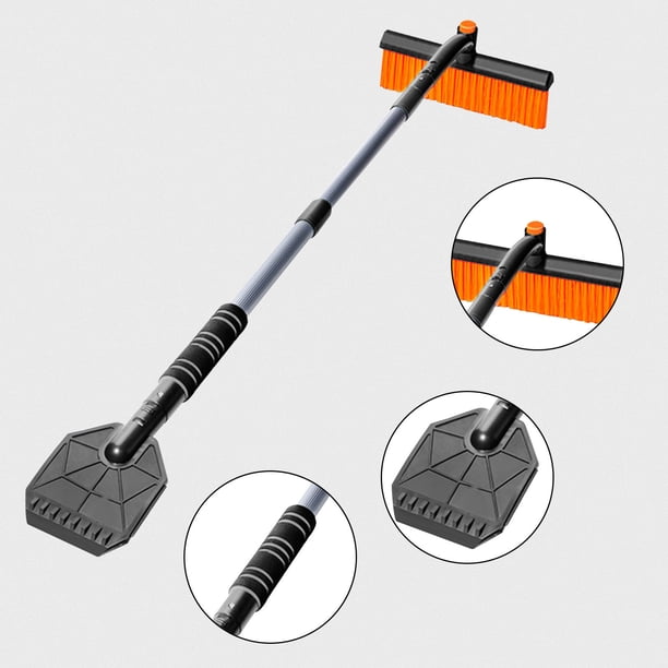 Automóviles y motocicletas, Accesorios exteriores, Raspador de hielo de 39 pulgadas y cepillo extensible para nieve, Raspador de nieve desmontable con agarre de espuma, Cepillo pivotante de PVC para p