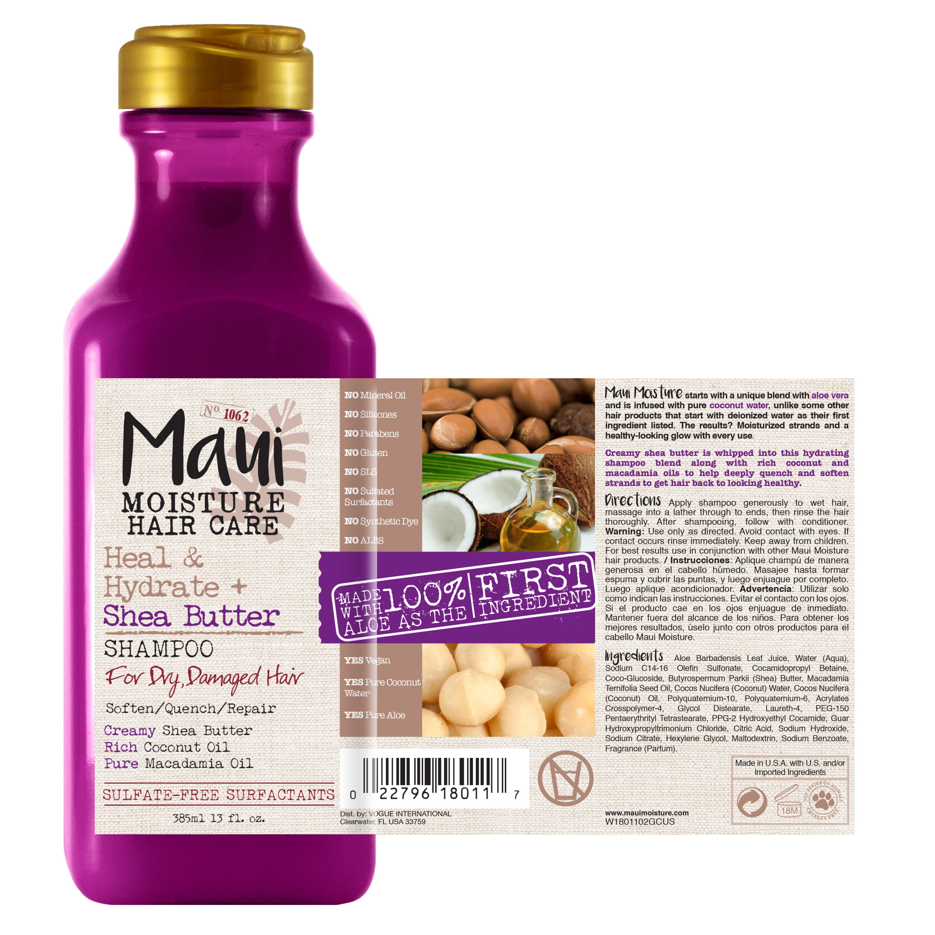 Maui Moisture Heal & Hydrate + Butter Shampoo to Deeply Moisturize Tight Curly Hair, 13 fl oz - Walmart.com