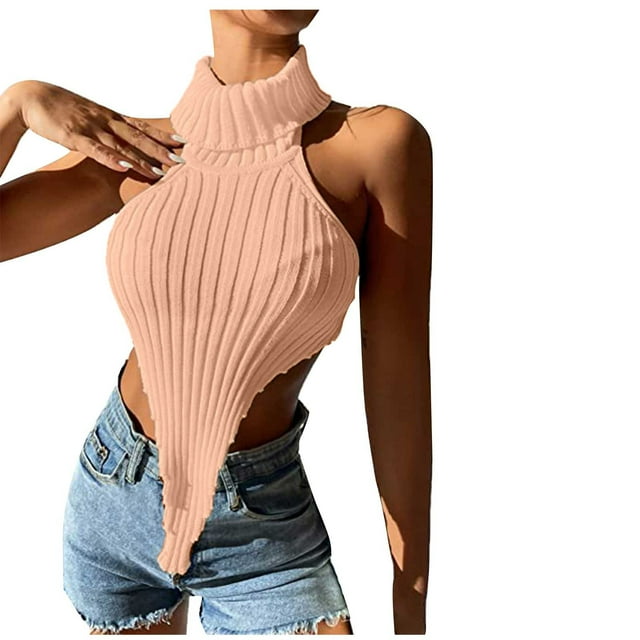 Birdeem Femmes Décontracté Uni Sans Manches à Col Licou Débardeur Chandail Blouse Gilet Hauts