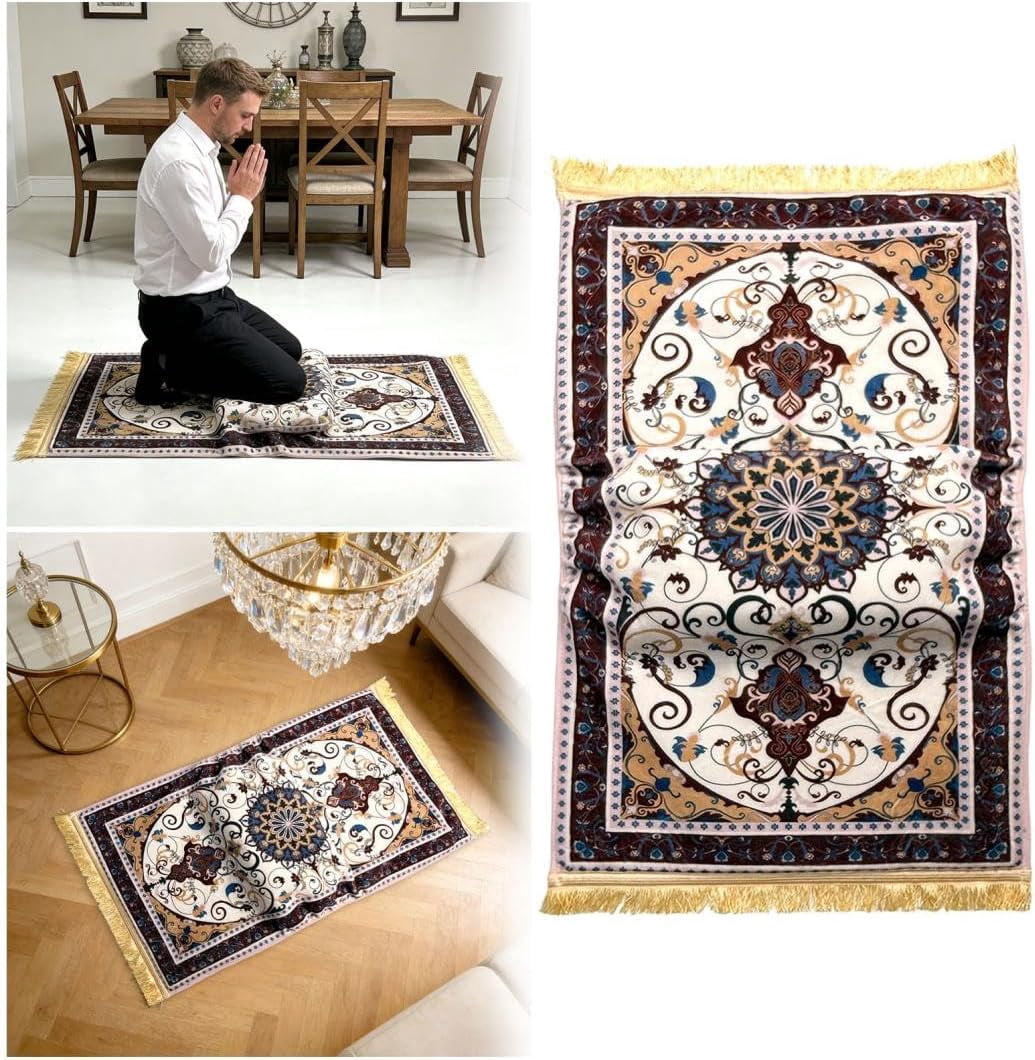 Orthopedic Prayer Mat with Memory Foam Knee Support – Extra Thick Padded Prayer Rug, Extra Soft Kneeling Cushion for Men & Women, Non-Slip Velvet Mat for Eid, Daily Prayer