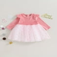 thumbnail image 2 of Robes Patchwork en Tulle à Pois à Manches Longues à Col Rond pour Bébés Filles, 2 of 9