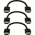 thumbnail image 2 of QVS 0.5ft 3-Pack High Speed HDMI UltraHD 4K with Ethernet Thin Flexible Black Cables, 2 of 2