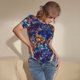 thumbnail image 3 of Balery Colorful Fall Leaves Body de cuello redondo de manga corta para mujer Tops de manga corta Tops básicos-X-Large, 3 of 7