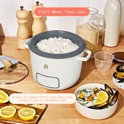 Beautiful 6-Cup Cooked, 3-Cup Uncooked Digital Electric Rice and Grain Cooker with Glass Lid and EverGood Ceramic Nonstick Coating, White Icing by Drew Barrymore