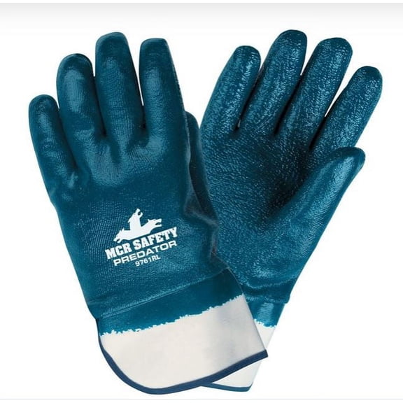 MCR Safety 9761R Predator Series Fully Nitrile Coated Work Gloves Safety Cuff an-size-SMALL