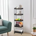 thumbnail image 2 of YIKA Large Floor Shelving Unit 5-Tier Mobile Storage Cart on Wheels Adjustable Tier Shelves Rolling Utility Cart Wheels for Kitchen Bathroom Office Living Room Storage Rack Organizer Cart, 2 of 6