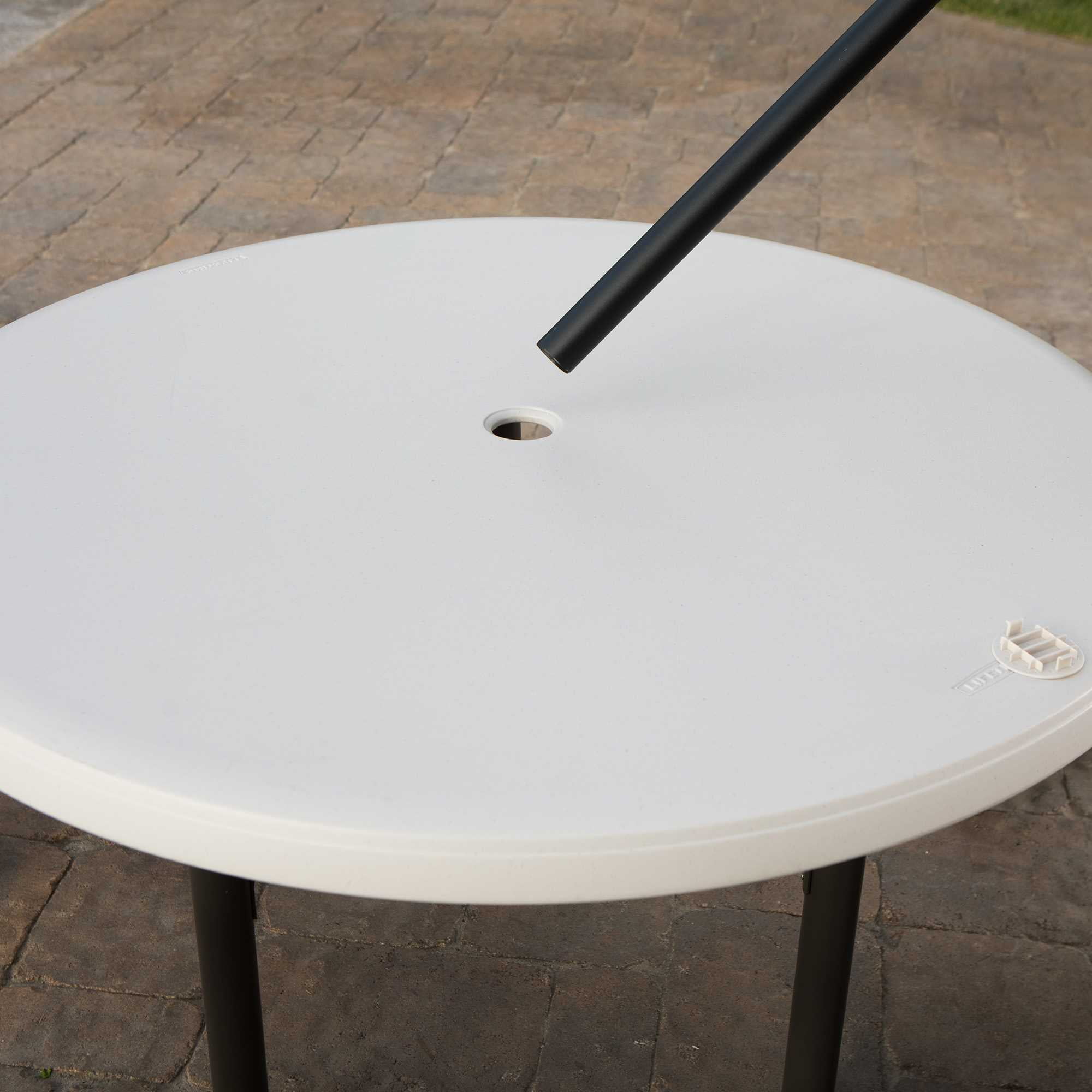 Lifetime Round Picnic Table and Benches 44 Inch Top Almond