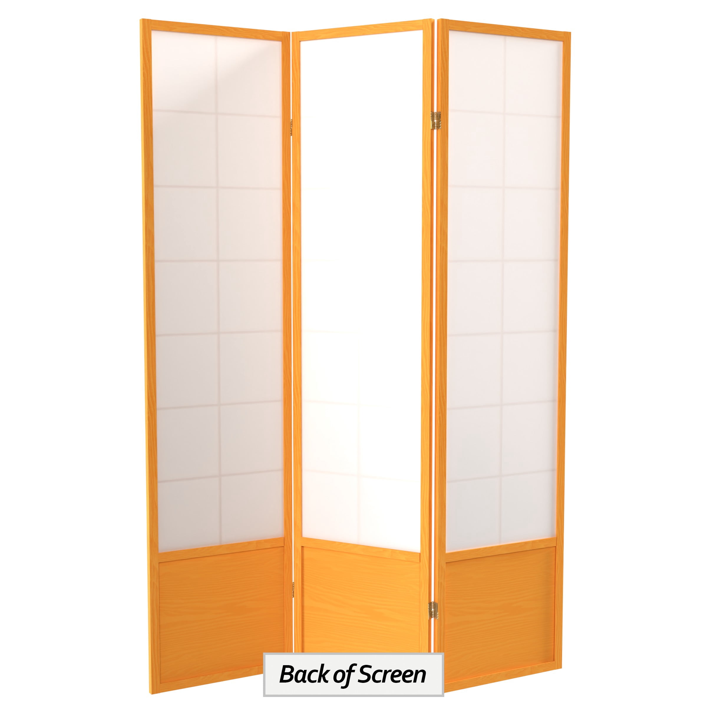 6 ft. Tall Premium Japanese Design Wide Window Pane Screen - Honey - 3 Panels