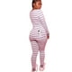 XZNGL Pyjama Femme Combinaison Pyjama à Manches Longues Coeur Imprimé Bouton Rayé – image 1 sur 9