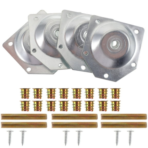 OHOIOLLA 4Pcs Angled Furniture Leg Mounting Plate Iron Connecting Cushions for Table Leg Parts 2.8x2.8x0.05in