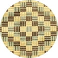 thumbnail image 1 of Ahgly Company Indoor Round Abstract Chrome Gold Yellow Checkered Area Rugs, 8' Round, 1 of 6