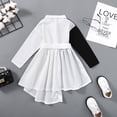 thumbnail image 4 of Girls Dress Long Sleeve Color Block Contrast Bow Tie Daily Irregular Dresses Baby Girl Dress White 3 Y-4 Y, 4 of 7