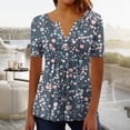 thumbnail image 2 of QQAMB Tops for Women Trendy Floral Short Sleeve Button Up V-Neck Tunic Shirts Casual Summer Plus Size Blouses Multicolor L, 2 of 5