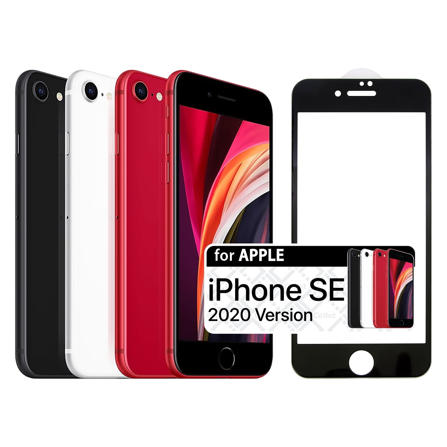 Full Covered Tempered Glass Screen Protector for Apple iPhone SE 2020 (0.3mm) by Cellet