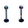 BODY JEWELRY 2pcs Surgical Stainless Steel Anodized Picture Labret Set