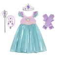 thumbnail image 1 of Vestido de Sirenita de Disney para niñas de 2, 4 y 8 años, disfraz de princesa Ariel, vestidos para niños, fiesta de cumpleaños de carnaval, conjuntos de ropa de sirena, 1 of 5