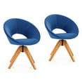 thumbnail image 1 of Gymax Set of 2 Swivel Accent Chair Modern Velvet Vanity Chair w/ Wood Legs Blue, 1 of 8