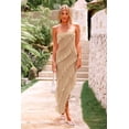 thumbnail image 4 of Vestido PRETTYGARDEN sin tirantes con volantes largo cóctel albaricoque XL, 4 of 8