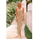thumbnail image 4 of Vestido PRETTYGARDEN sin tirantes con volantes largo cóctel albaricoque XL, 4 of 8